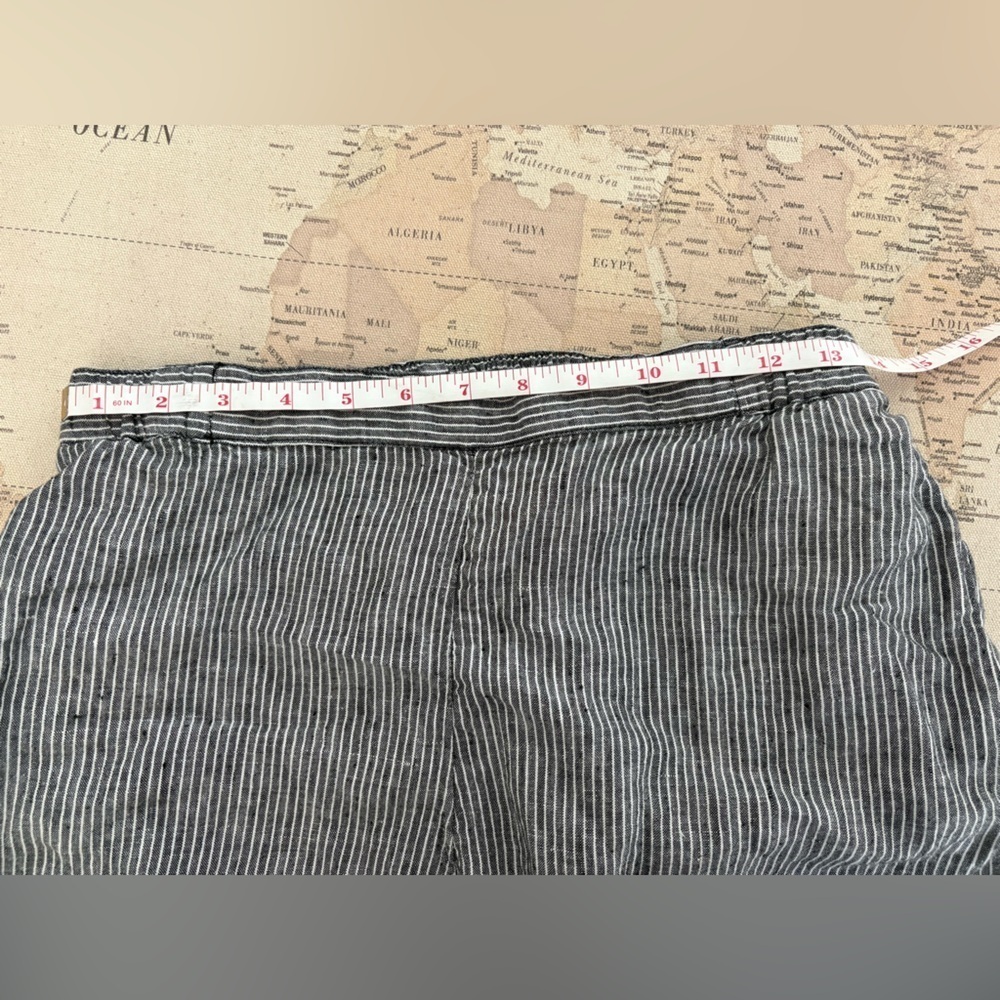 Coldwater Creek Striped Linen Wide-Leg Crops Size PM Black /Cream - Picture 5 of 12
